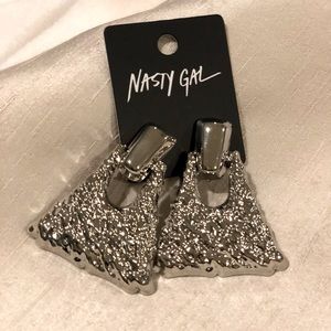 Silver door knocker earrings